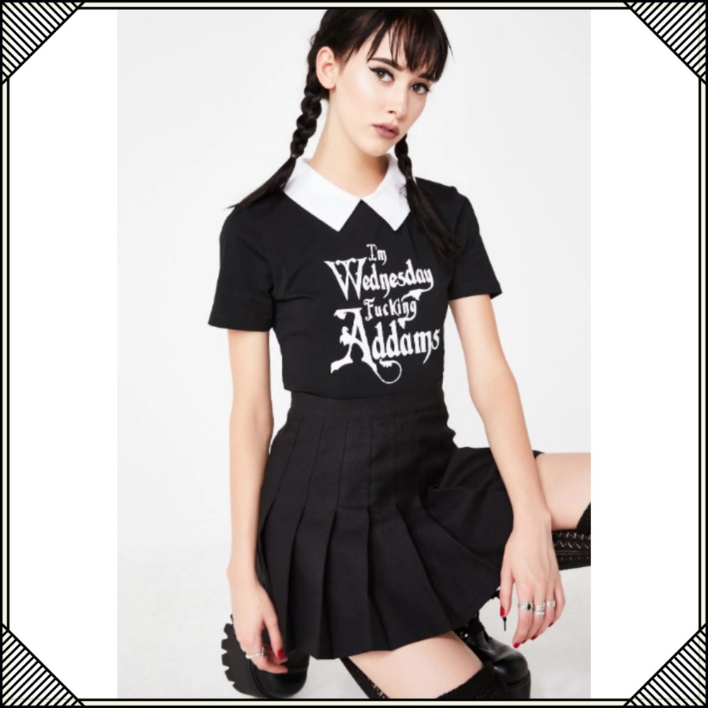 * Wednesday Adams Black Shirt * White Collar * - Picture 4 of 7